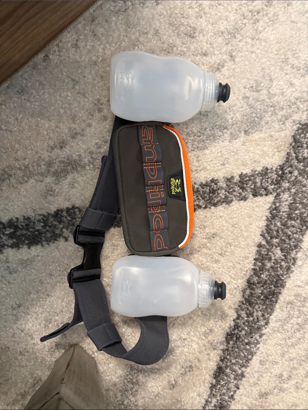 Amphipod Dual Bottle Waist Pack - Gray with Orange Trim